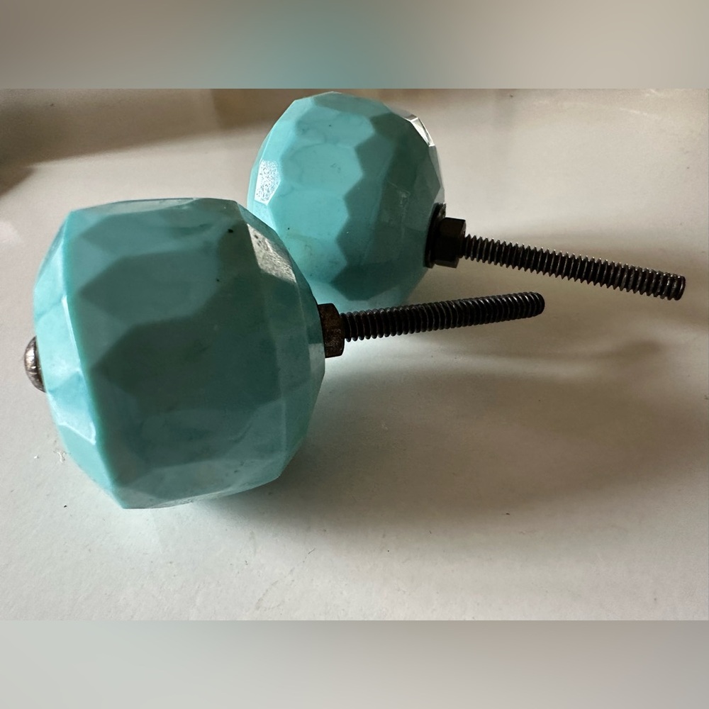Anthropologie Ceramic Knobs in color Turquoise Set 2 - Picture 7 of 7